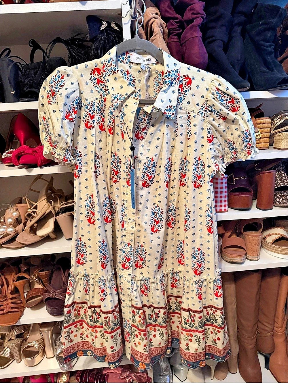 NWT Hunter Bell Drifter Mini Dress Floral Cream & Red Size Small